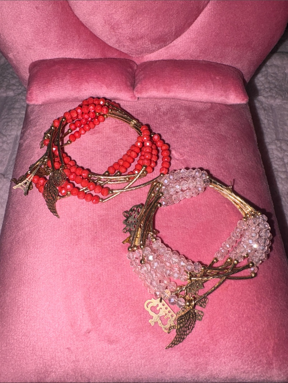 Kids Multi-Strand Charm Bracelet - Pink and Orange